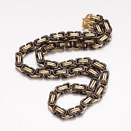 201 Stainless Steel Byzantine Chain Necklaces, with Lobster Claw Clasps, Gunmetal & Golden, 23.62 inch(60cm), 8mm(X-NJEW-K062-01C4-8mm)
