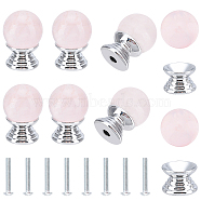 8 Sets Aluminium Alloy Drawer Knobs with Screw, with 8Pcs Natural Quartz Crystal Beads, for Home, Cabinet, Platinum, 14x10.5mm, Hole: 3.5mm(DIY-BC0005-17)