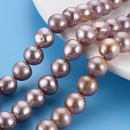 Natural Keshi Pearl Beads Strands, Cultured Freshwater Pearl, Round, Lavender, 10~11x8~11mm, Hole: 0.7mm, about 38~40pcs/strand, 16.14 inch(41cm)(PEAR-S020-L09)