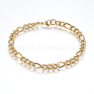 304 Stainless Steel Chain Anklets, with Lobster Claw Clasps, Golden, 8-5/8 inch(220mm)x6mm(X-AJEW-I039-03G)
