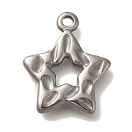 304 Stainless Steel Pendants, Star Charm, Antique Silver, 18.5x15.5x2.8mm, Hole: 1.8mm(STAS-H223-25AS)