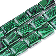 Synthetic Malachite Beads Strands, Rectangle, 18x13x5mm, Hole: 1mm, about 22pcs/strand, 15.7 inch(G-T063-01)