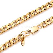 Men's 304 Stainless Steel Cuban Link Chain Necklaces, Chunky Chain Necklaces, with Lobster Claw Clasps, Golden, 20.5 inch(52.1cm), 7mm(NJEW-JN03157-01)