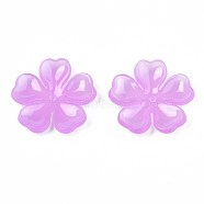 Transparent Acrylic Beads, Flower, Violet, 29.5x31x4.5mm, Hole: 1.6mm(TACR-S135-044B)