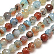 Dyed Natural Agate Faceted Round Beads Strands, Gainsboro, 10mm, Hole: 1mm, about 38pcs/strand, 15 inch(G-E268-20)