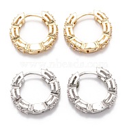 Brass Micro Clear Pave Cubic Zirconia Huggie Hoop Earrings, Ring, Mixed Color, 17.5x4mm, Pin: 1mm(EJEW-F264-24)