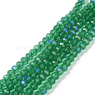 Electroplate Glass Beads Strands, Half Rainbow Plated, Faceted, Rondelle, Dark Cyan, 6x5mm, Hole: 1mm, about 85~88pcs/strand, 16.1~16.5 inch(41~42cm)(EGLA-A034-T6mm-L12)