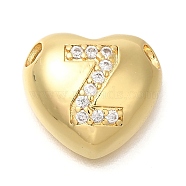 Rack Plating
 Brass Micro Pave Cubic Zirconia Pendants, Cadmium Free & Lead Free, Heart with Letter A~Z Charms, Letter Z, 14.5x16x6mm, Hole: 3mm(KK-I722-04G-Z)