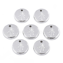 Non-Tarnish 316 Surgical Stainless Steel Charms, Flat Round with Constellation, Stainless Steel Color, Libra, 10x2mm, Hole: 1mm(STAS-S116-418K-P)