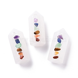 Natural Gemstones Tower Home Display Decoration, Healing Stone Wands, for Reiki Chakra Meditation Therapy Decos, Hexagon Prism, 50~51x22x24~25mm(G-E585-01)