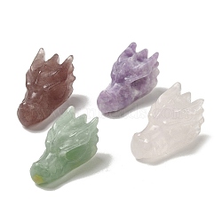 Natural Gemstone Dragon Healing Figurines, Reiki Energy Stone Display Decorations, for Home Feng Shui Ornament, 17~18x14.5~16x28~29mm(DJEW-D010-01)