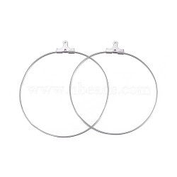 316 Surgical Stainless Steel Hoop Earring Findings, Ring, Stainless Steel Color, 50~51x45~47x0.7mm, 21 Gauge, Hole: 1mm(STAS-P238-09P-06)
