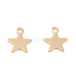 201 Stainless Steel Charms, Laser Cut, Star, Real 18k Gold Plated, 9.5x8x0.5mm, Hole: 1.4mm(X-STAS-B001-14A-G)