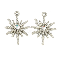 Alloy Pendants, with Acrylic Findings, Snowflake Charm, Platinum, 28.5x20.5x3.5mm, Hole: 2mm(FIND-Z061-01P)