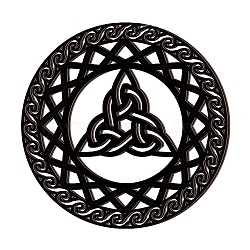 Irish Festival Wooden Wall Decoration, Flat Round, Trinity Knot, 300mm(PW-WG95355-01)