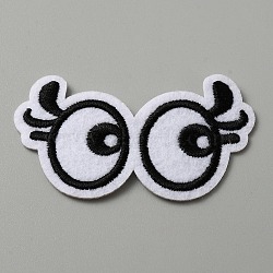 Cartoon Style Double Eye Embroidered Cloth Patches, Applique Patch, Sewing Craft Decoration, White, 43x75x1.5mm(PATC-WH0001-116B)