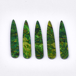 Cellulose Acetate(Resin) Big Pendants, teardrop, Green, 55x11x2.5mm, Hole: 1.2mm(KY-T008-14M)