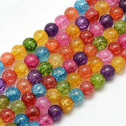 Synthetic Crackle Quartz Round Bead Strands, Dyed & Heated, Mixed Color, 6mm, Hole: 1mm, about 73pcs/strand, 16.14 inch(X-G-L155-6mm-02)