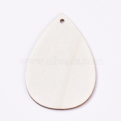 Unfinished Blank Wood Pendants, for DIY Jewelry Making, Teardrop, BurlyWood, 54.5x36.8x1.5mm, Hole: 2mm(WOOD-TAC0003-27)