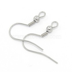316 Surgical Stainless Steel Earring Hooks, for Jewelry Making and Earring Repair, Stainless Steel Color, 20.5x20x3mm, Hole: 2.5x2mm, Pin: 0.7mm(X-STAS-O032-01)