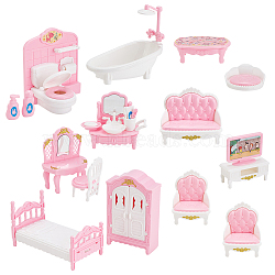 Elite Plastic Doll Bedroom & Bathroom & Living Room Furniture Kit, Doll Making Supplies, Mixed Color, 62x31x80.5mm, 22pcs/set, 1 set(DIY-PH0022-06)