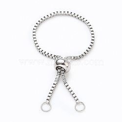 Adjustable 316 Surgical Stainless Steel Box Chain Slider Ring Making, Bolo Chain Ring Making, Stainless Steel Color, 1.2mm, Inner Diameter: 1 inch(2.7cm)(X-AJEW-JB00775-01)