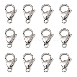 Tarnish Resistant Polished 316 Surgical Stainless Steel Lobster Claw Clasps, Parrot Trigger Clasps, Stainless Steel Color, 19x12x5mm, Hole: 3mm(STAS-R072-18A)