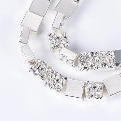 Electroplate Non-magnetic Synthetic Hematite Bead Strands, Flat Slice Square Beads, Silver Plated, 10~10.5x10~10.5x4~4.5mm, Hole: 1mm, about 39pcs/strand, 15.7 inch(G-Q465-03S)