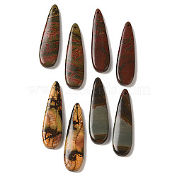 Natural Picasso Jasper Pendants, Teardrop Charms, 45.5x12x4mm, Hole: 1.2mm(G-Q161-08A)