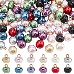 WADORN 120Pcs 12 Colors 1-Hole Plastic Imitation Pearls Shank Buttons, with Alloy Findings, Half Round, Mixed Color, 10.5x10mm, Hole: 2mm, 10pcs/color(BUTT-WR0001-16)