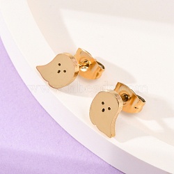 304 Stainless Steel Stud Earrings, Hypoallergenic Earrings, Ghost, Golden, 7x5.5x1.5mm, pin: 0.8mm(X-EJEW-P126-22)