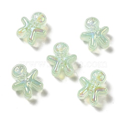 UV Plating Rainbow Iridescent Acrylic Beads, Christmas Gingerbread Man, Dark Sea Green, 20x18x10.5mm, Hole: 3.5mm(PACR-M002-11C)