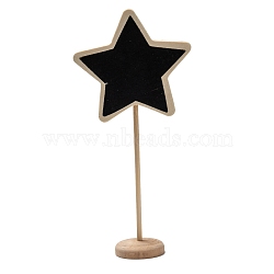 Star Boxwood Mini Chalkboard Signs, with Support Easels, for Wedding & Birthday Party Decoration, BurlyWood, 17.9x8.6x0.5cm, Pedestal: 4.5x0.9mm, Hole: 11x3.5mm, 2pcs/set(WOOD-F010-07)