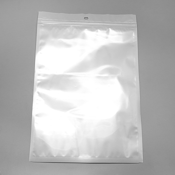 Pearl Film Plastic Zip Lock Bags, Resealable Packaging Bags, with Hang Hole, Top Seal, Self Seal Bag, Rectangle, White, 34x24cm, inner measure: 30x23cm