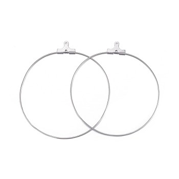316 Surgical Stainless Steel Hoop Earring Findings, Ring, Stainless Steel Color, 50~51x45~47x0.7mm, 21 Gauge, Hole: 1mm