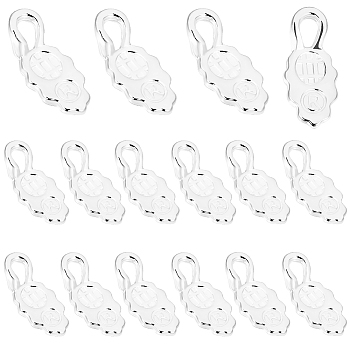 30Pcs Alloy Pinch Bails, Glue-on Flat Pad Bails for Pendant Making, Oval/Leaf, 925 Sterling Silver Plated, 13.5x6x1.5mm, Hole: 2mm