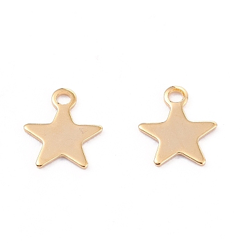 201 Stainless Steel Charms, Laser Cut, Star, Real 18k Gold Plated, 9.5x8x0.5mm, Hole: 1.4mm