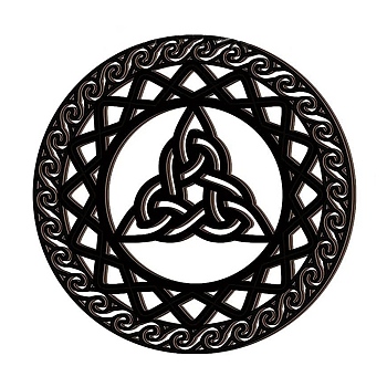 Irish Festival Wooden Wall Decoration, Flat Round, Trinity Knot, 300mm