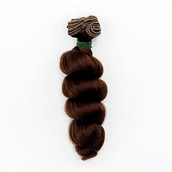 High Temperature Fiber Long Curly Hairstyle Doll Wig Hair, for DIY Girl BJD Makings Accessories, Coconut Brown, 5.91 inch(15cm)