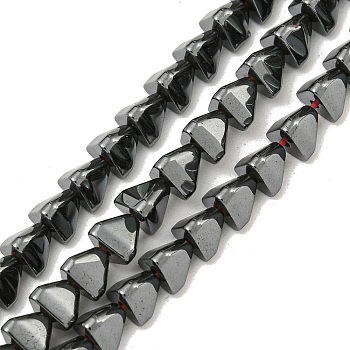 Non-magnetic Synthetic Hematite Beads Strands, Triangle, 4x4.5x4mm, Hole: 0.8mm, about 102pcs/strand, 15.75''(40cm)