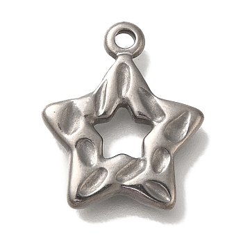 304 Stainless Steel Pendants, Star Charm, Antique Silver, 18.5x15.5x2.8mm, Hole: 1.8mm