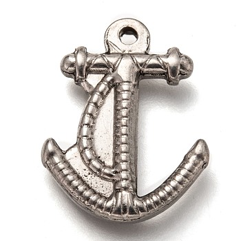 304 Stainless Steel Pendants, Anchor, Stainless Steel Color, 23.5x18.5x3.5mm, Hole: 1.5mm