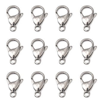Polished 316 Surgical Stainless Steel Lobster Claw Clasps, Parrot Trigger Clasps, Stainless Steel Color, 19x12x5mm, Hole: 3mm
