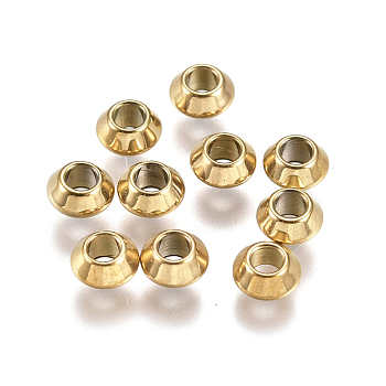Ion Plating(IP) 304 Stainless Steel Spacer Beads, Rondelle, Golden, 4x2mm, Hole: 1.4mm