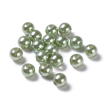 Imitation Pearl Acrylic Beads, Dyed, Round, Dark Sea Green, 8x7.5mm, Hole: 2mm, about 1900pcs/pound