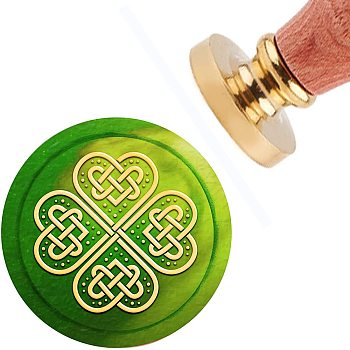 Brass Wax Seal Stamp with Handle, for DIY Scrapbooking, Trinity Knot Pattern, 3.5x1.18 inch(8.9x3cm)