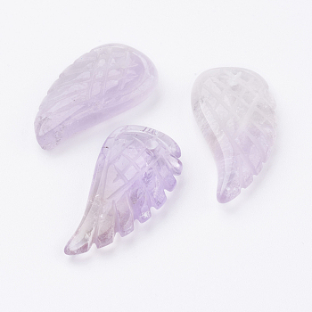 Natural Amethyst Pendants, Wing, 24.5x12x5mm, Hole: 1mm