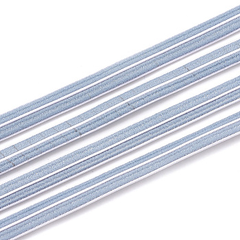 Flat Elastic Cord, with Nylon Outside and Rubber Inside, Light Steel Blue, 7x2.5mm, about 100yard/bundle(300 feet/bundle)