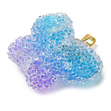 pendentifs en résine transparente avec strass à pois(RESI-N040-02G-02-RS)-2