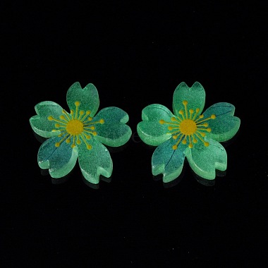 Pale Turquoise Flower Resin Cabochons